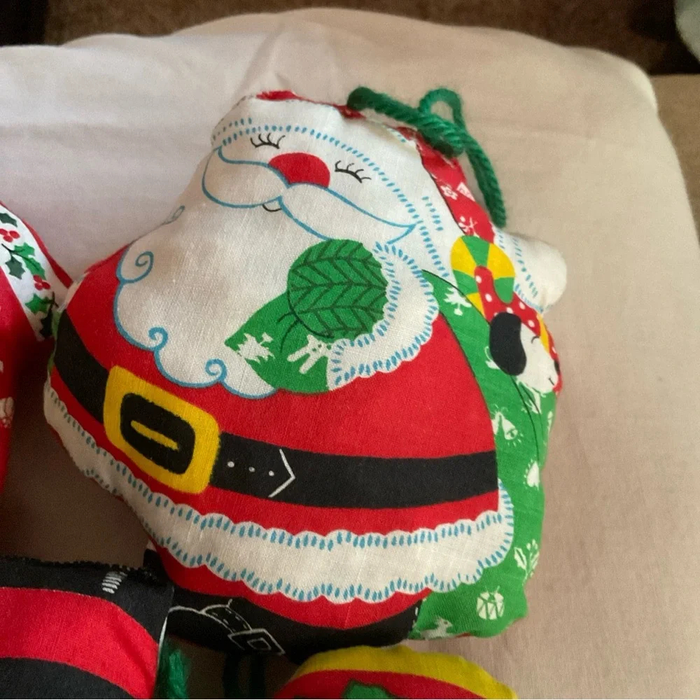 vintage stuffed handmade sewn christmas ornaments set of 6